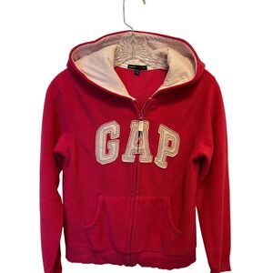 Gap Kids Girls XXL 14-16 Pink Fleece Full Zip Logo Hoodie Sweatshirt